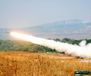 A rocket is launched against a Hezbollah target. (Flash90)