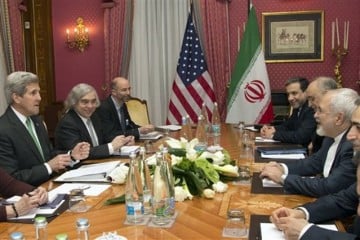 Secretary of State Kerry, left, holds a meeting with Iran's Foreign Minister Zarif.