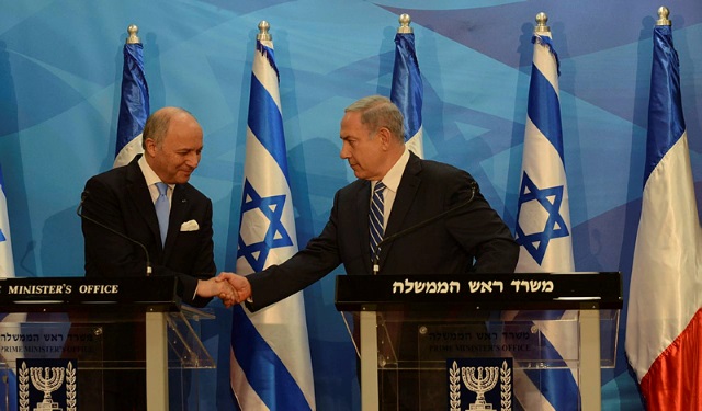 French FM Fabius ignores Netanyahu’s vow to resist any peace plan that endangers Israel’s security