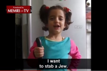 Palestinian Young Girl Declares Her Intention to Stab a Jew While Holding a Knife As Her Father Encourages Her