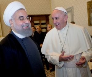 Pope Francis and Iranian President Hassan Rouhani