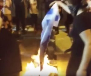 Burning Israeli flag at DNC