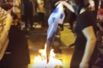 Burning Israeli flag at DNC