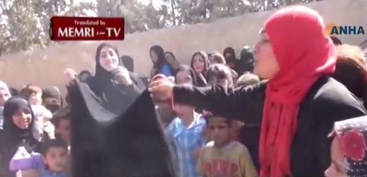 Syrian women curse the Jews while celebrating freedom from ISIS