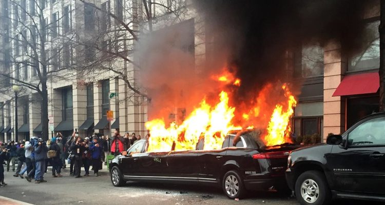 Limo burned by anti-Trump rioters belonged to Muslim immigrant