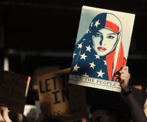 Trump sign protesting Muslim ban