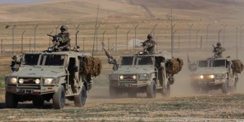 Jordanian force patrol the border