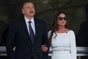Azerbaijan's President Ilham Aliyev and his wife Mehriban Aliyeva