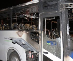 Bus hit by molotov cocktail on route 443