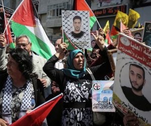 Palestinian protest supporting Palestinian prisoners on hunger strike