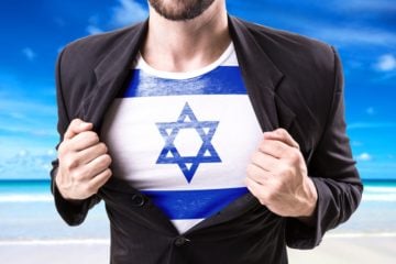 Israeli flag on shirt at beach