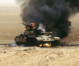 Battle tank burns
