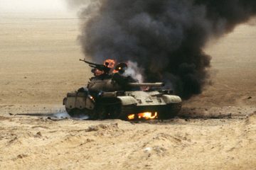 Battle tank burns
