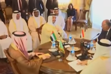 Foreign ministers of Saudi Arabia, Egypt, the United Arab Emirates and Bahrain in Cairo