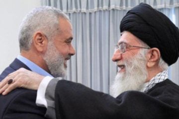 Ayatollah Ali Khamenei, right, and Hamas' Ismail Haniyeh