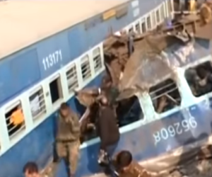 Terrorist train derailment near Kanpur