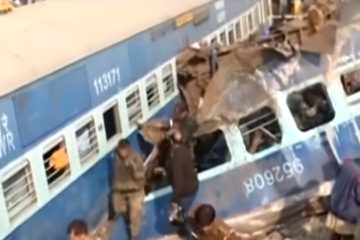 Terrorist train derailment near Kanpur