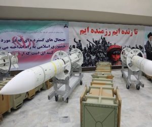 Iranian missiles in July 2017. (Iranian Defense Ministry via AP)