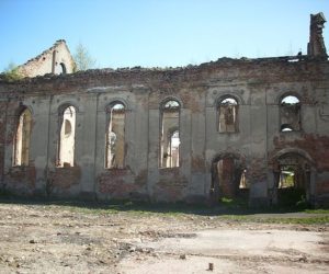 Ruins of the synagogue in Dzialoszyce, Poland