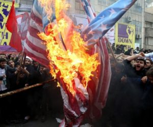 Demonstrators at former US Embassy in Tehran