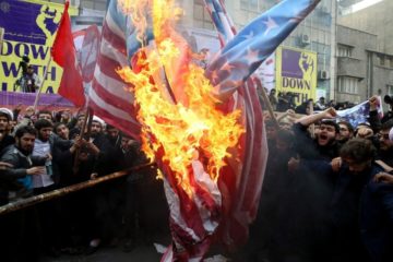 Demonstrators at former US Embassy in Tehran