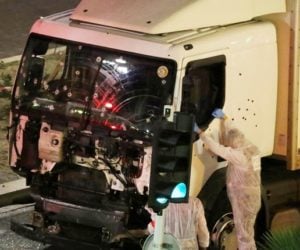 The truck an Islamic terrorist used in an attack in Nice in 2016. (Sasha Goldsmith via AP, File)