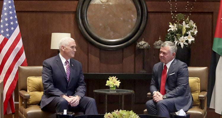 Pence to Jordanian king: US committed to Israeli-Palestinian peace
