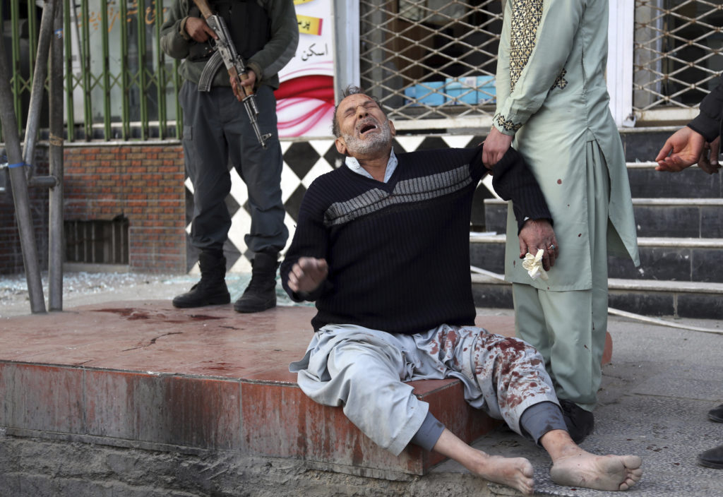 A deadly suicide attack in Kabul, Afghanistan, Saturday Jan. 27, 2018. (AP Photo/Rahmat Gul)