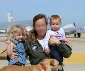 ​First female squadron commander of IAF, Lieutenant Colonel T. with her children and dog