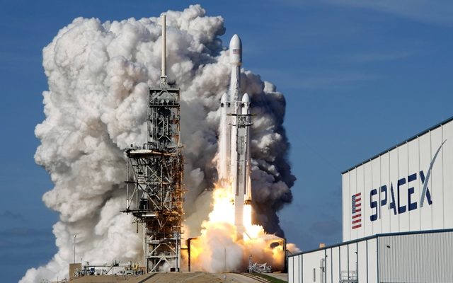 SpaceX’s big rocket blasts off, with a car on the way to Mars