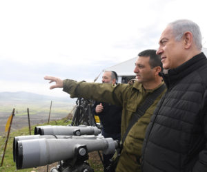 Netanyahu in the Golan Heights. (Kobi Gideon/GPO)