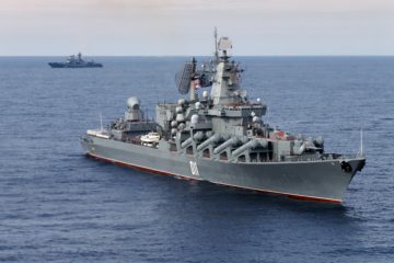 Russian missile cruiser Varyag on patrol off Syria's coast. (Vadim Savitsky/Russian Defense Ministry Press Service via AP)