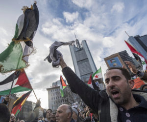Anti-Israel protesters in Germany. (Boris Roessler/dpa via AP)