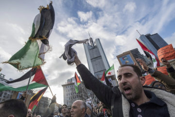 Anti-Israel protesters in Germany. (Boris Roessler/dpa via AP)