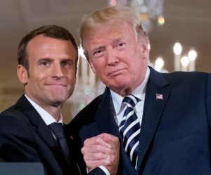 President Donald Trump and French President Emmanuel Macron. (AP Photo/Andrew Harnik)