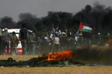 Palestinian rioters on the Gaza border