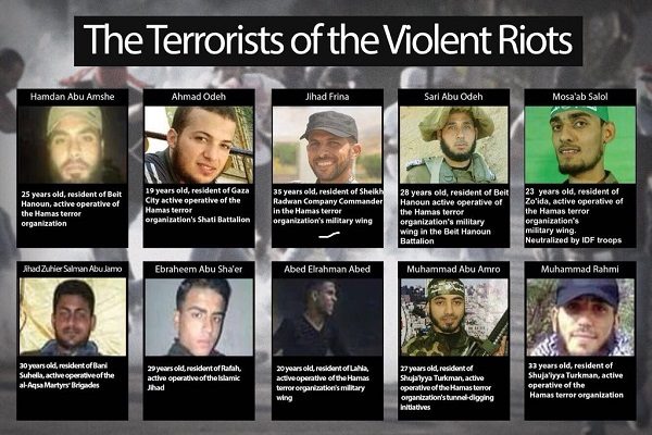 IDF releases identities of terrorists killed in Gaza riots