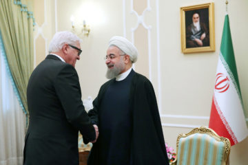 Iran's President Hassan Rouhani, right, and Germany's Frank-Walter Steinmeier. (AP Photo/Ebrahim Noroozi)