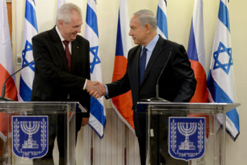 Israeli Prime Minister Benjamin Netanyahu with Czech President Milos Zeman (Kobi Gideon/GPO/FLASH90)