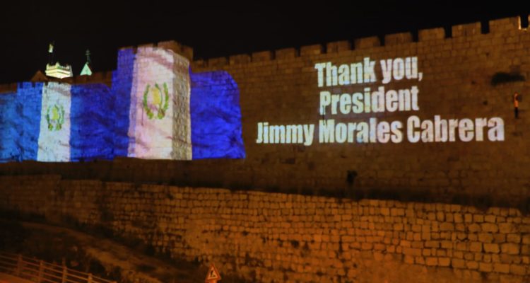 Jerusalem’s Old City walls glow with Guatemala flags ahead of embassy launch