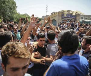 Iranian protesters in Tehran. (Iranian Labor News Agency via AP)