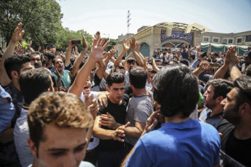 Iranian protesters in Tehran. (Iranian Labor News Agency via AP)