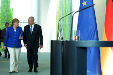 Israeli Prime Minister Benjamin Netanyahu and German Chancellor Angela Merkel. (Haim Zach/GPO)