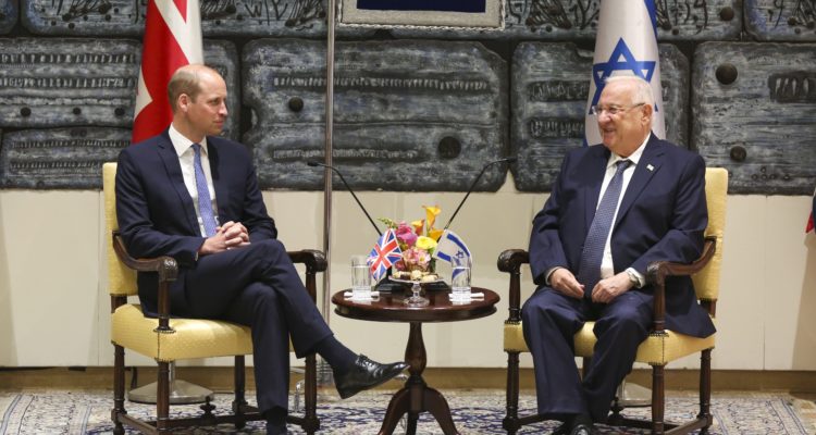 Rivlin sends ‘message of peace’ to Abbas through Prince William
