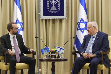 Rivlin with EU Ambassador to Israel Emanuele Giaufret