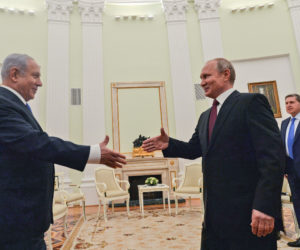 Israeli prime minister Benjamin Netanyahu meets with Russian president Vladimir Putin. (Kobi Gideon/GPO)