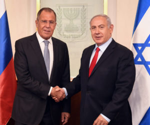 Prime Minister Benjamin Netanyahu meets with Russian Foreign Minister Sergei Valery. (Haim Zach/GPO)