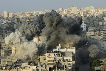 Smoke from an Israeli airstrike in Gaza City. (AP Photo/Arafat Kareem)