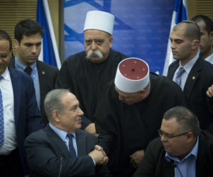 Israeli prime minister Benjamin Netanyahu with representatives from the Druze community. (Miriam Alster/FLASH90)