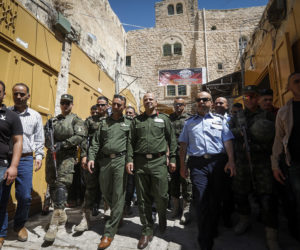 Palestinian security forces in Hebron. (Wisam Hashlamoun/Flash90)